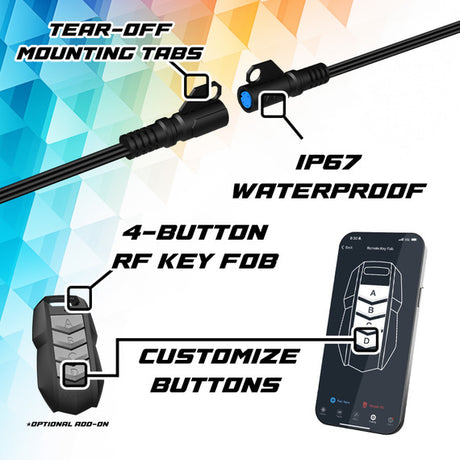 XKmax RGB Fiber Optic LED Interior Ambient Light Kit for Car & Truck | Color Chasing | App-controlled