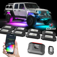 XKmax RGBW LED Rock Light Kit with Color Chasing | App-controlled