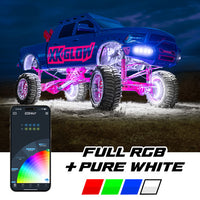 XKmax RGBW LED Rock Light Kit with Color Chasing | App-controlled