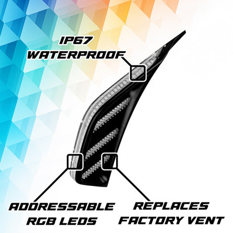 XKmax RGB + Amber Jeep Fender Vent LED Light | App control | For Wrangler & Gladiator