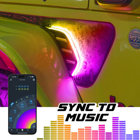 XKmax RGB + Amber Jeep Fender Vent LED Light | App control | For Wrangler & Gladiator