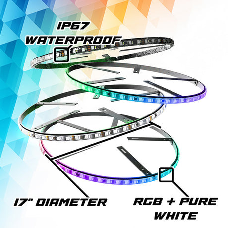 XKmax LED Wheel Ring Lights with RGBW Color Chasing | App-controlled