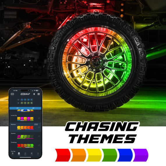 XKmax LED Wheel Ring Lights with RGBW Color Chasing | App-controlled