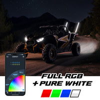 XKmax RGBW LED Whip Lights w/ COB LED strip & app control | For ATV, UTV & Truck