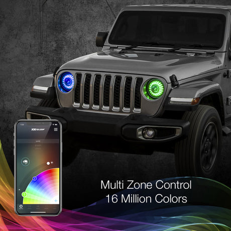 7" LED Headlight Kit for Jeep | XKchrome Smartphone App