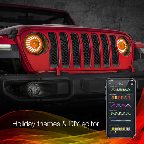 7" LED Headlight Kit for Jeep | XKchrome Smartphone App