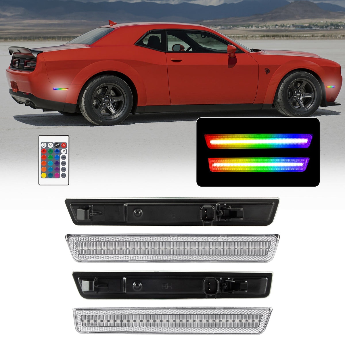 2015-2024 Dodge Challenger RGB Clear LED Side Markers
