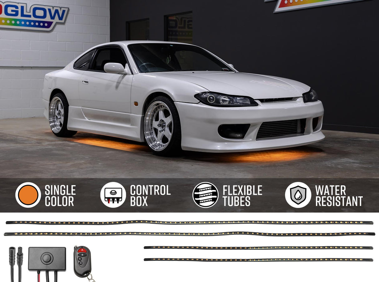 Orange LED Flexible Slimline Car Underbody Lighting Kit