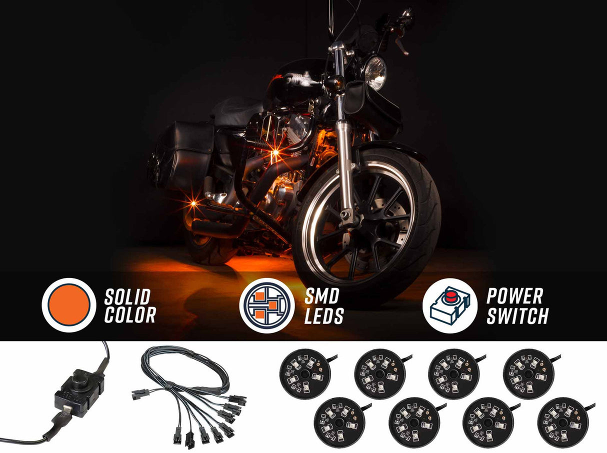 8pc Orange LED Pod Lighting Kit