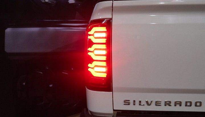 14-18 Chevrolet Silverado 1500 / 15-19 Silverado 2500HD/3500HD / 15-19 GMC Sierra 3500HD Dually LUXX-Series LED Tail Lights Black-Red
