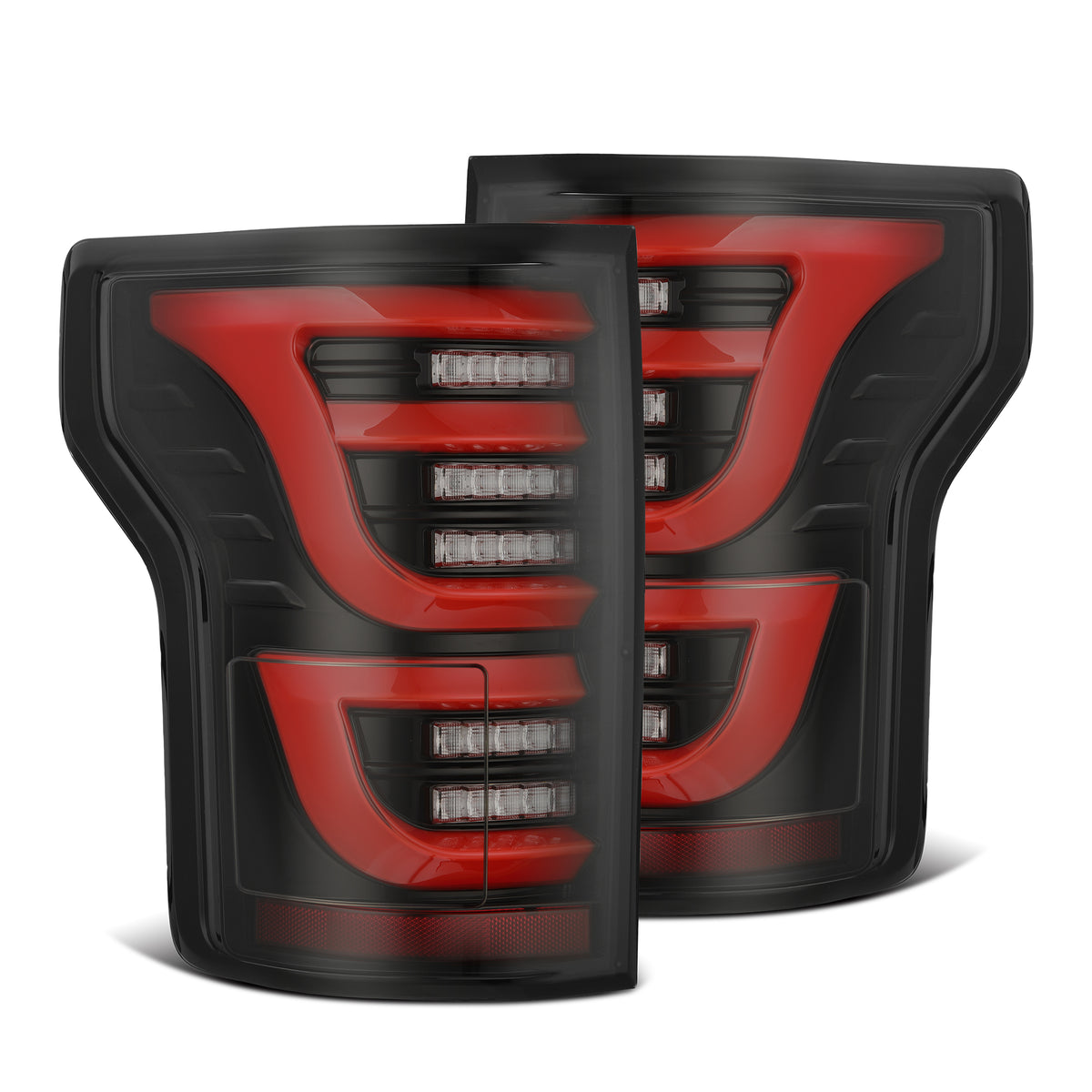 15-20 Ford F150 LUXX-Series LED Tail Lights Black Red - Backordered