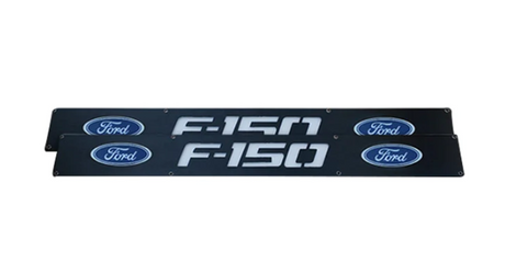 Ford F150 09-14 Illuminated Door Sill Black Finish in Blue Illumination