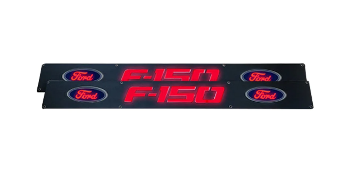 Ford F150 09-14 Illuminated Door Sill Black Finish Red Illumination