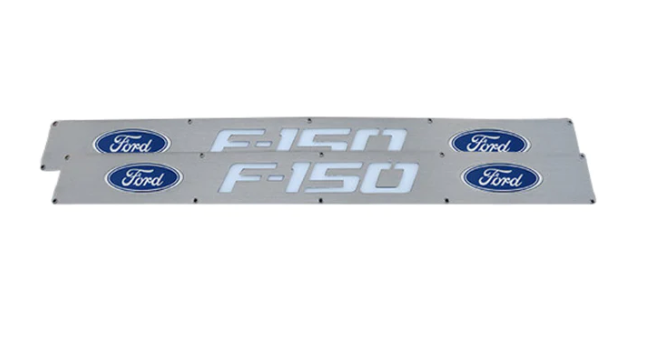 Ford F150 09-14 Illuminated Door Sill Brushed Finish Blue Illumination