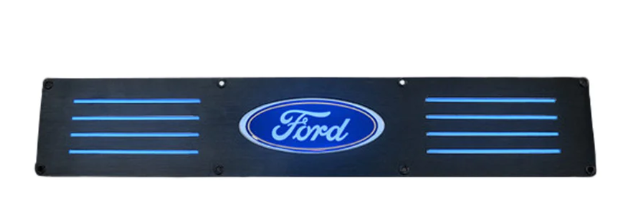 Ford Super Duty 99-16 Illuminated Door Sill Black Finish in Blue