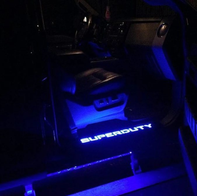 Ford Super Duty 99-16 Illuminated Door Sill Brushed Finish Blue Illumination