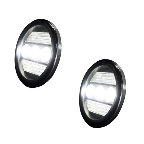 GMC Sierra & Chevy Silverado 15-19 White LED 2-Piece Fog Lights Smoked/Black