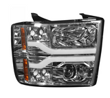 Chevrolet Silverado 07-13 (2nd GEN 1500/2500/3500 Single-Wheel) Projector Headlights with OLED Halo & DRL in Clear / Chrome