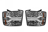 Chevrolet Silverado 07-13 (2nd GEN 1500/2500/3500 Single-Wheel) Projector Headlights with OLED Halo & DRL in Clear / Chrome