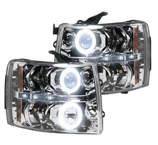 Chevrolet Silverado 07-13 (2nd GEN Single-Wheel 1500/2500/3500) Projector Headlights CCFL Halos & DRL Clear/Chrome