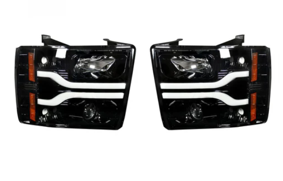 Chevrolet Silverado 07-13 (2nd GEN Single-Wheel 1500/2500/3500) Projector Headlights OLED Halos DRL Smoked/Black