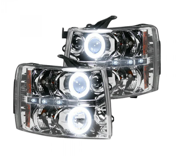 Chevrolet Silverado 07-14 (2nd GEN 3500 Dually) Projector Headlights CCFL Halos & DRL Clear/Chrome