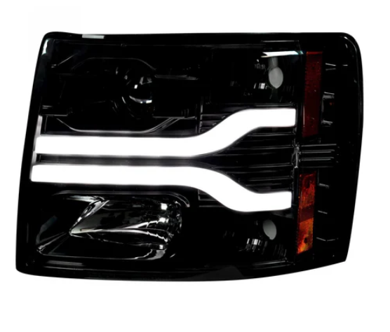 Chevrolet Silverado 07-14 (2nd GEN 3500 Dually) Projector Headlights OLED Halos DRL Smoked/Black