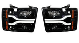 Chevrolet Silverado 07-14 (2nd GEN 3500 Dually) Projector Headlights OLED Halos DRL Smoked/Black