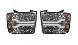 Chevrolet Silverado 07-14 (2nd GEN 3500 Dually) Projector Headlights with OLED Halo & DRL in Clear / Chrome