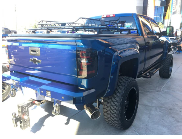 Chevy Silverado 1500 16-18 (Replaces Factory OEM LED Tail Lights ONLY) OLED Tail Lights in Dark Red Smoked