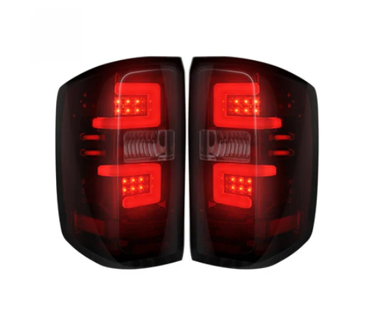 Chevy Silverado / GMC Sierra 15-19 Dually (Replaces OEM Halogen ONLY) Tail Lights OLED in Dark Red Smoke