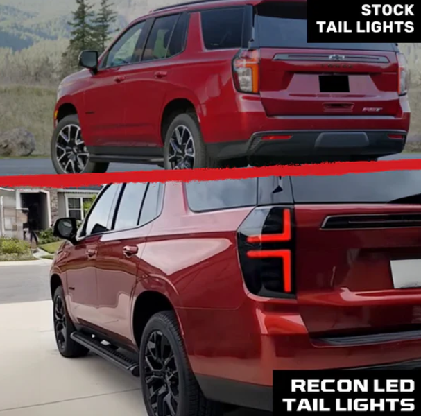 Chevy Tahoe & Suburban 21-24 OLED TAIL LIGHTS with LED Startup Sequence & AMBER OLED Turn Signals - Smoked Lens