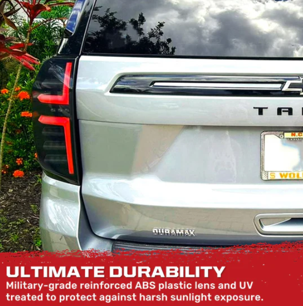 Chevy Tahoe & Suburban 21-24 OLED TAIL LIGHTS with LED Startup Sequence & AMBER OLED Turn Signals - Smoked Lens