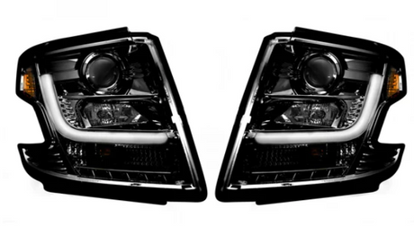 Chevy Tahoe 15-20 Projector Headlights OLED Halos, DRL Smoked/Black