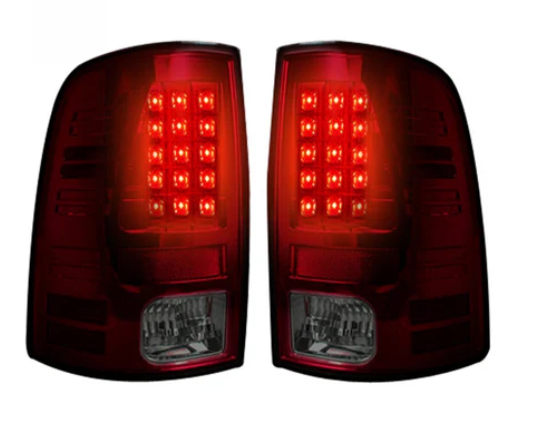 Dodge RAM 1500 09-18 (Replaces OEM Halogen ONLY) Tail Lights LED in Dark Red Smoked