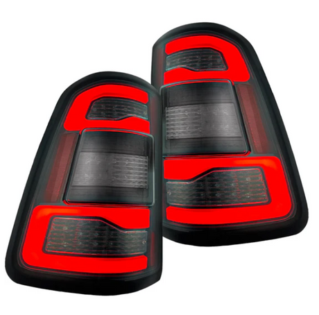 Dodge RAM 1500 19-23 OLED Tail Lights Replaces OEM Halogen Smoked Scanning Amber Turn Signal