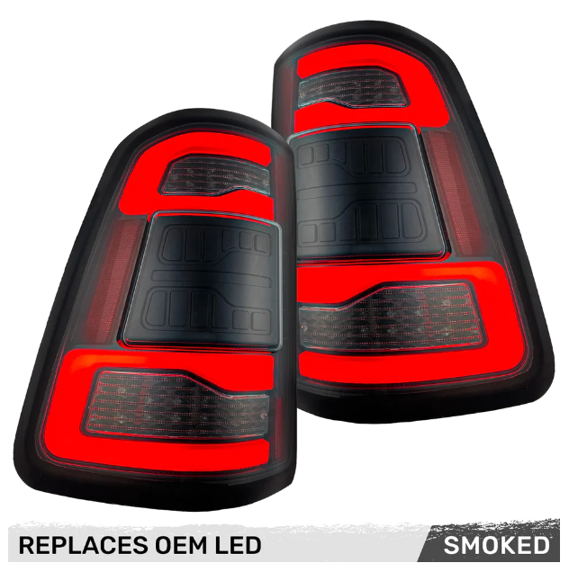 Dodge RAM 1500 19-23 OLED Tail Lights Smoked w/ Scanning Red Turn Signals - Replaces OEM LED Tail Lights