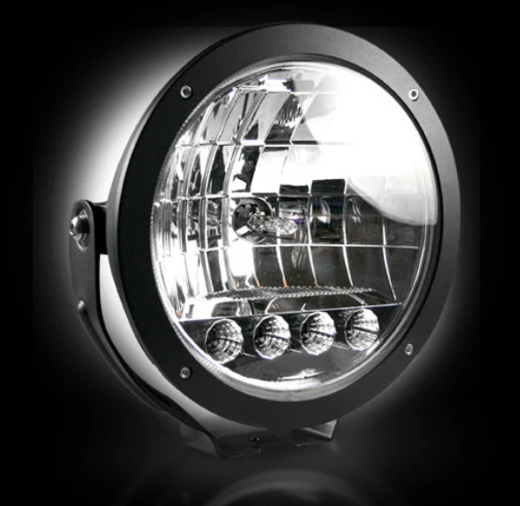 6" Round 6,250K HID Driving Light Four 6,250K LED Daytime Running Lights Chrome Internal Housing