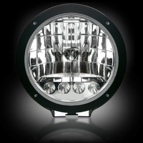 6" Round 6,250K HID Driving Light Four 6,250K LED Daytime Running Lights Chrome Internal Housing