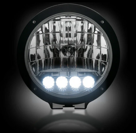 6" Round 6,250K HID Driving Light Four 6,250K LED Daytime Running Lights Chrome Internal Housing