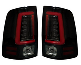 Dodge RAM 1500 Classic Body 09-24 OLED TAIL LIGHTS w/ Scanning OLED Turn Signals (Replaces Factory OEM Halogen Tail Lights) - Smoked Lens