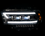 Dodge RAM 19-23 2500/3500 5th GEN Body Style w/ OEM Halogen & Standard Reflector Housing - LED PROJECTOR HEADLIGHTS w/ Ultra High Power Smooth OLED DRL & SCANNING SWITCHBACK High Power Amber LED Turn Signals - Smoked / Black