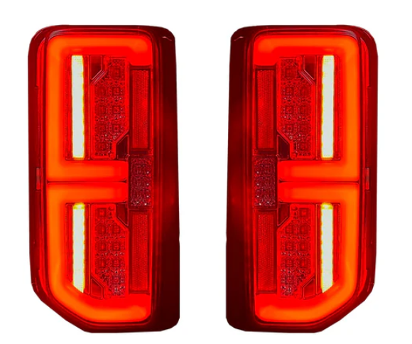 Ford 21-24 BRONCO (Replaces OEM Factory Installed HALOGEN Tail Lights) High-Powered OLED Bar Style RED Running & Brake Lights with Scanning OLED Turn Signals OLED TAIL LIGHTS - Clear Lens