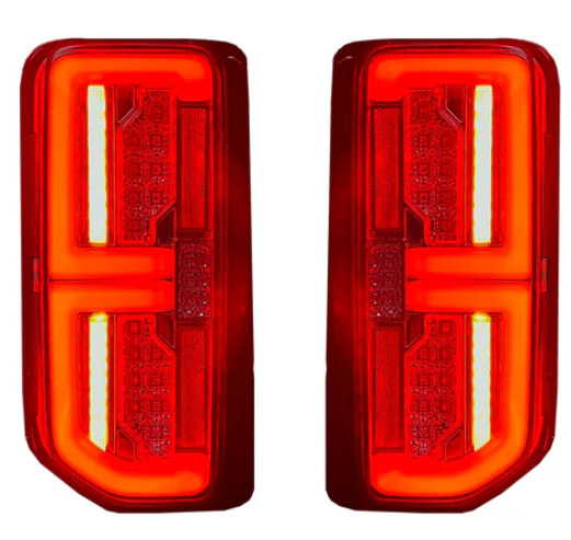 Ford 21-24 BRONCO (Replaces OEM Factory Installed LED Tail Lights) High-Powered OLED Bar Style RED Running & Brake Lights with Scanning OLED Turn Signals OLED TAIL LIGHTS - Clear Lens