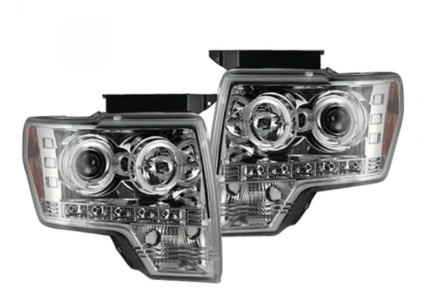 Ford F150 & Raptor 09-14 Projector Headlights CCFL Halos & DRL Clear/Chrome