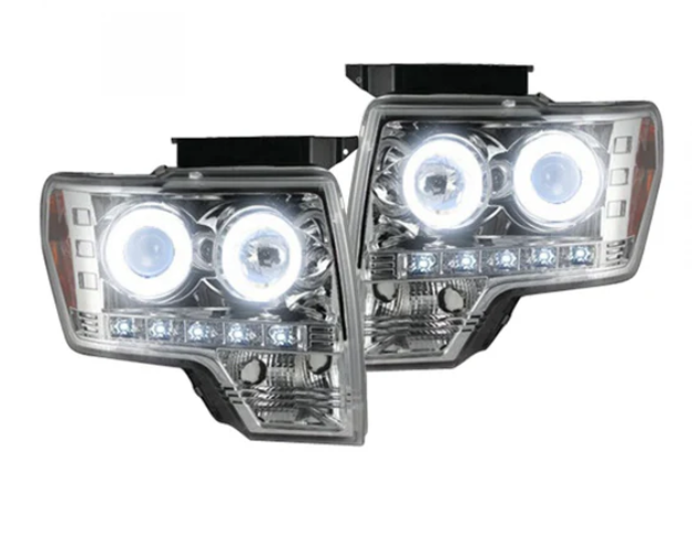 Ford F150 & Raptor 09-14 Projector Headlights CCFL Halos & DRL Clear/Chrome