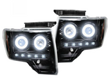 Ford F150 & Raptor 09-14 Projector Headlights CCFL Halos & DRL Smoked/Black