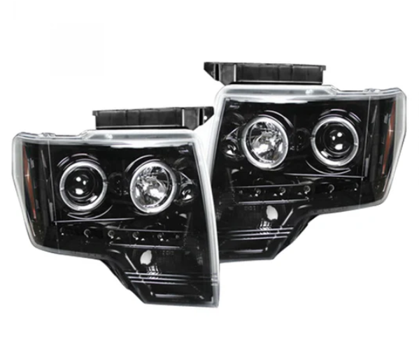 Ford F150 & Raptor 09-14 Projector Headlights CCFL Halos & DRL Smoked/Black