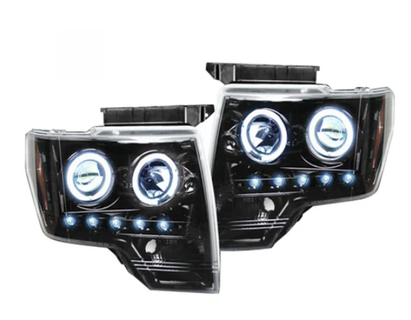 Ford F150 & Raptor 09-14 Projector Headlights CCFL Halos & DRL Smoked/Black