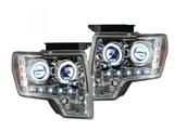 Ford F150 & Raptor 09-14 Projector Headlights in Clear/Chrome